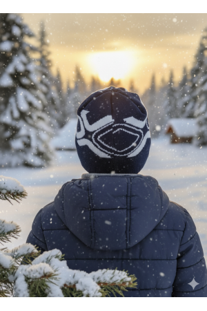 Boys’ Knit Hat – Navy & Grey with “Driver Crazy” Patch