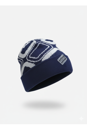 Boys’ Knit Hat – Navy & Grey with “Driver Crazy” Patch