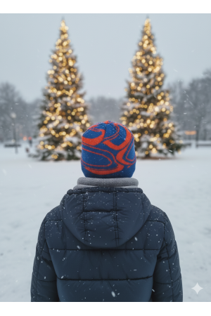 Boys’ Knit Hat – Blue & Orange with “Driver Crazy” Patch