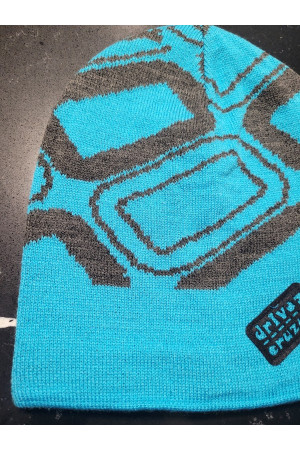 Boys’ Knit Hat – Turquoise & Grey with “Driver Crazy” Patch