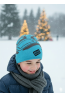 Boys’ Knit Hat – Turquoise & Grey with “Driver Crazy” Patch