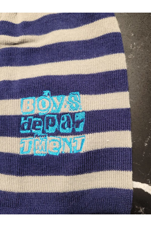 Boys’ Knit Hat – Navy & Grey Striped Boys Department