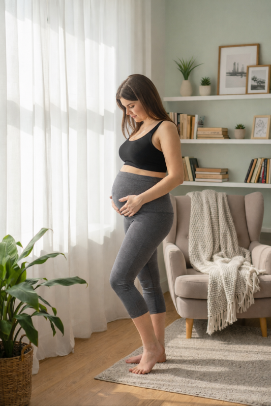 Maternity Leggings 3/4 – grafite with Over-Bump Band, Comfort for Every Day