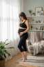 Maternity Leggings – Black with Over-Bump Band, Comfort for Every Day
