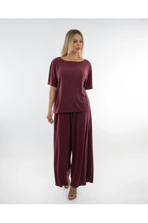 Burgundy Women's Co-ord Set – Top & Trousers | DOREDO