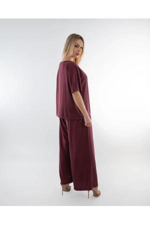 Burgundy Women's Co-ord Set – Top & Trousers | DOREDO