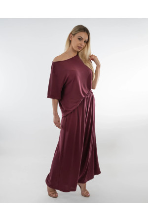 Burgundy Women's Co-ord Set – Top & Trousers | DOREDO