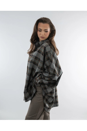 Oversized Women's Shirt in Green Check | DOREDO