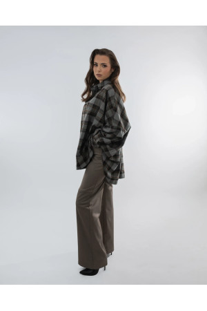 Oversized Women's Shirt in Green Check | DOREDO
