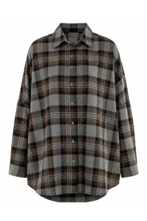 Oversized Women's Shirt in Green Check | DOREDO