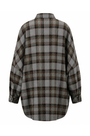 Oversized Women's Shirt in Green Check | DOREDO