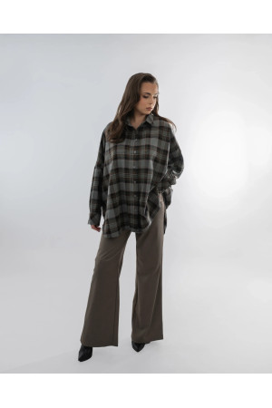Oversized Women's Shirt in Green Check | DOREDO