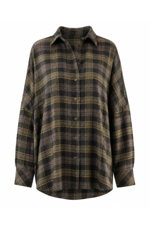 Women's Oversized Yellow Check Shirt | DOREDO