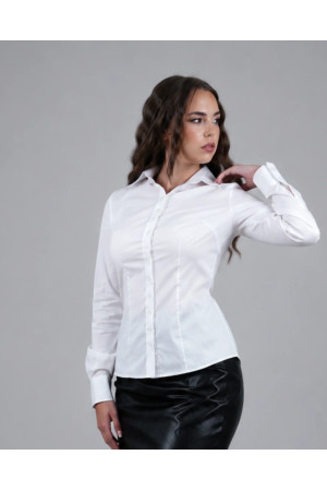 White Slim-Fit Women's Shirt PREMIUM | DOREDO