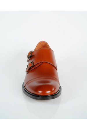 Brązowe buty skórzane Monaco Double Monk | DOREDO