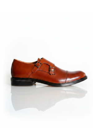 Monaco Double Monk Brown Leather Shoes | DOREDO