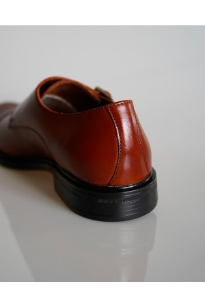 Brązowe buty skórzane Monaco Double Monk | DOREDO