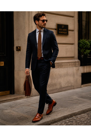 Monaco Double Monk Brown Leather Shoes | DOREDO