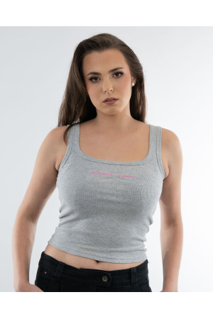 Szary top prążkowany damski DOREDO | Basic Premium