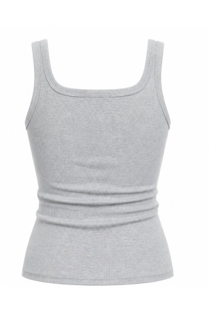 Grey Ribbed Women's Top | DOREDO
