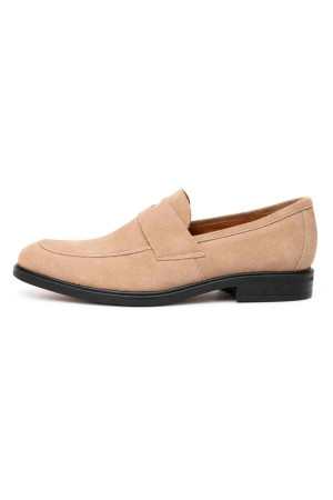 (0096) Beżowe mokasyny zamszowe Sand Penny Loafer