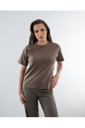 (0077) T-shirt damski basic premium Cappuccino
