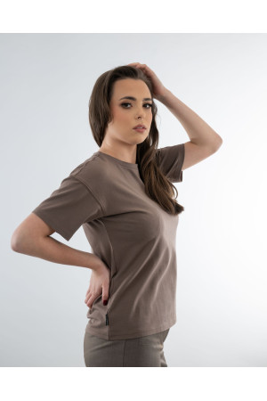 (0077) T-shirt damski basic premium Cappuccino