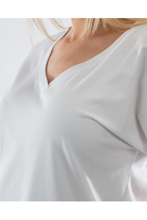 (0078) T-shirt damski V-neck premium biały