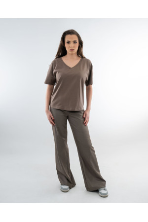 Women's Premium V-Neck T-Shirt Cappuccino | DOREDO