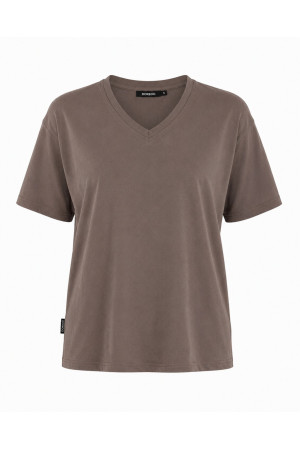 T-shirt damski V-neck Premium Cappuccino | DOREDO