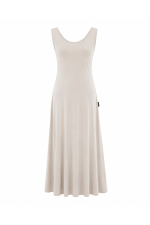 (0081) Dwustronna sukienka maxi premium kremowa