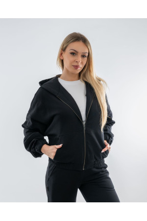 (0082) Czarna bluza damska z kapturem premium