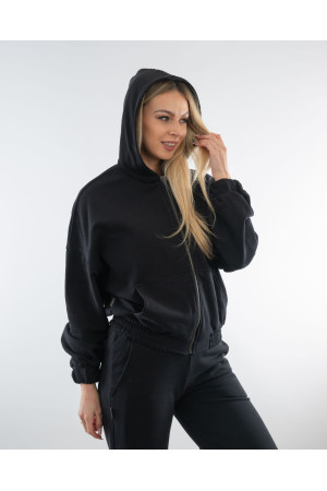 (0082) Czarna bluza damska z kapturem premium
