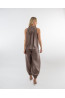 (0087) Cappuccino lniana bluzka damska Open Shoulder