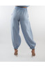 (0089) Błękitne lniane spodnie damskie Aladdin Pants