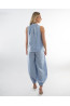 (0089) Błękitne lniane spodnie damskie Aladdin Pants