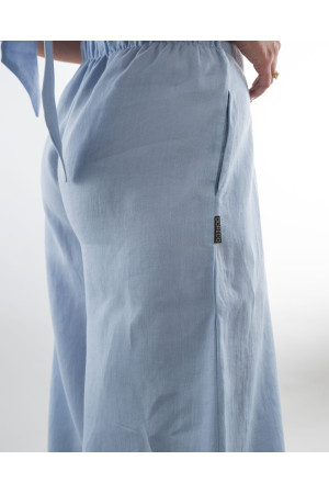 (0089) Błękitne lniane spodnie damskie Aladdin Pants