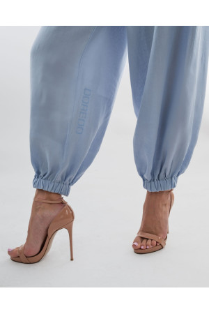 (0089) Błękitne lniane spodnie damskie Aladdin Pants