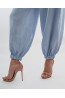 (0089) Błękitne lniane spodnie damskie Aladdin Pants