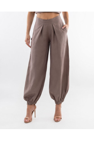 (0090) Cappuccino lniane spodnie damskie Aladdin Pants
