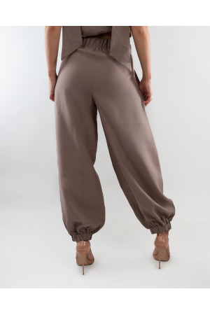 (0090) Cappuccino lniane spodnie damskie Aladdin Pants