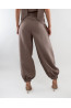 (0090) Cappuccino lniane spodnie damskie Aladdin Pants
