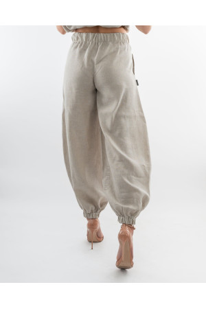 (0091) Kremowe lniane spodnie damskie Aladdin Pants