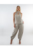 (0091) Kremowe lniane spodnie damskie Aladdin Pants