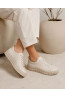 (0100) Beżowe skórzane sneakersy damskie Nude Platform Sneaker