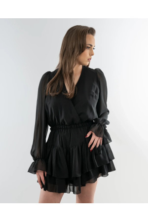Black Lace Mini Playsuit | DOREDO