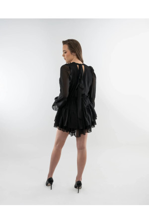 Black Lace Mini Playsuit | DOREDO