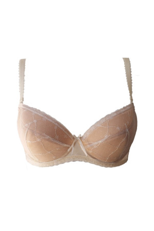 Beżowy biustonosz unoszący piersi (push-up) Barbara Lingerie.